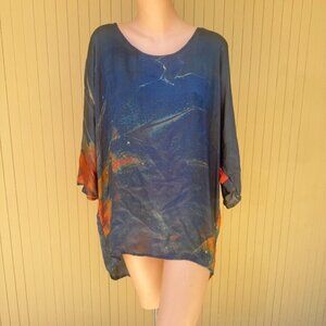 BIYA Silk Asymmetrical Tunic Top Flowy Summer Dress M